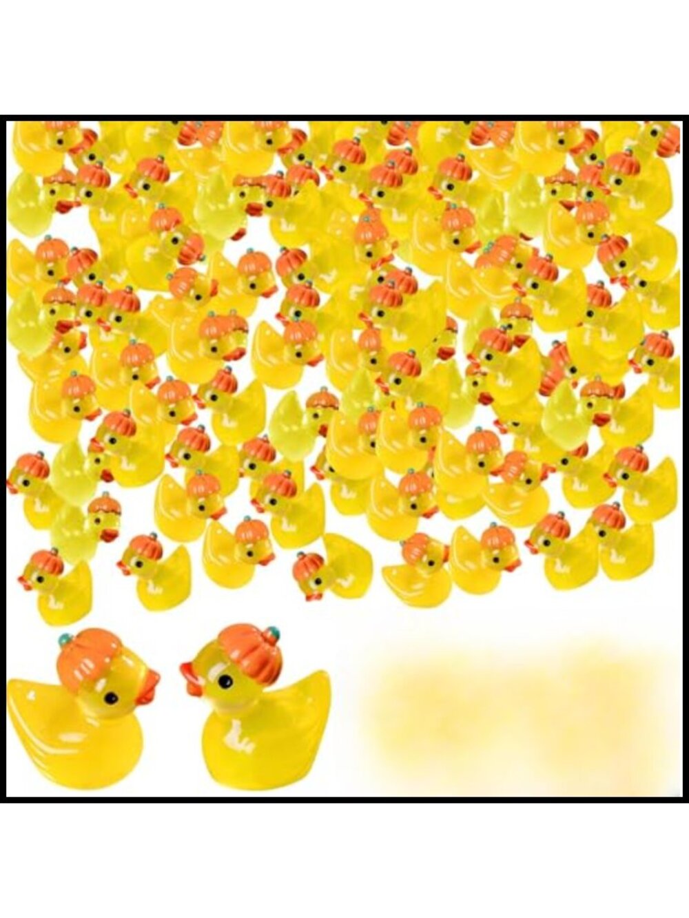 50Pcs Halloween Pumpkin Luminous Ducks Miniature Resin Decor Glow in Dark